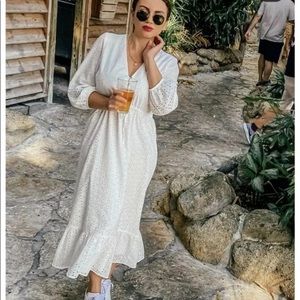 Zara openwork embroidered midi dress